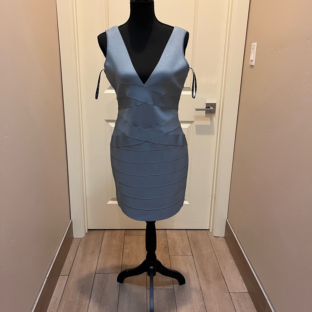 Herve Leger Cross Front Mini Dress 100% Authentic Slightly Worn